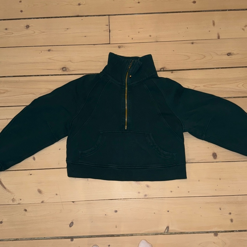Lululemon Storm Teal/Gold Scuba Oversized Funnel-Neck Half Zip
